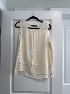 Rose &Olive Sleeveless Layered Cream Blouse - Lightweight Women's Top